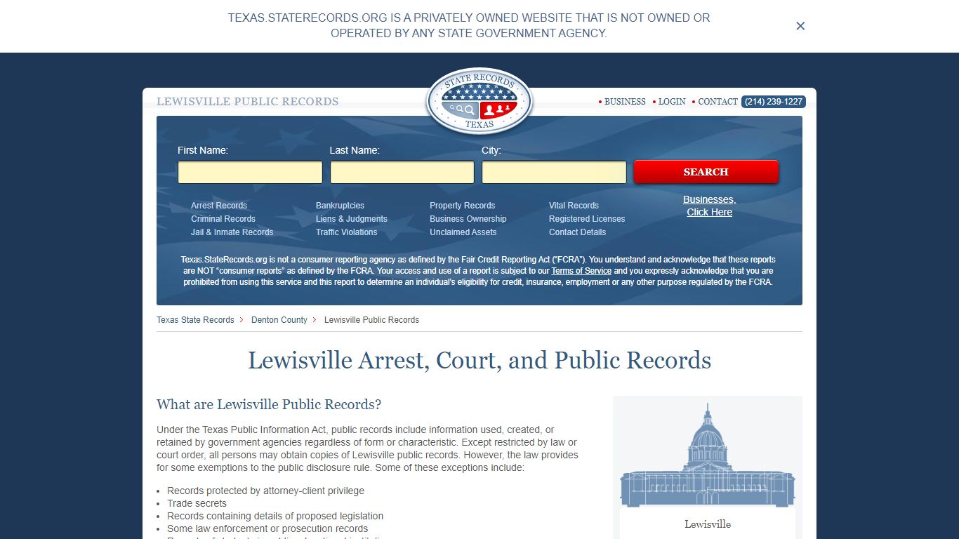 Lewisville Arrest and Public Records | Texas.StateRecords.org
